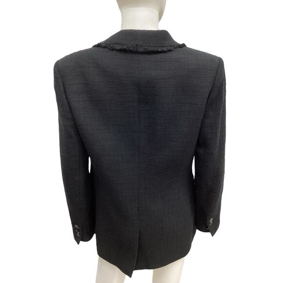 Karl Lagerfeld Paris Blazer Women’s Size 6 Cotton Blend Raw Hemline Black - Picture 4 of 5